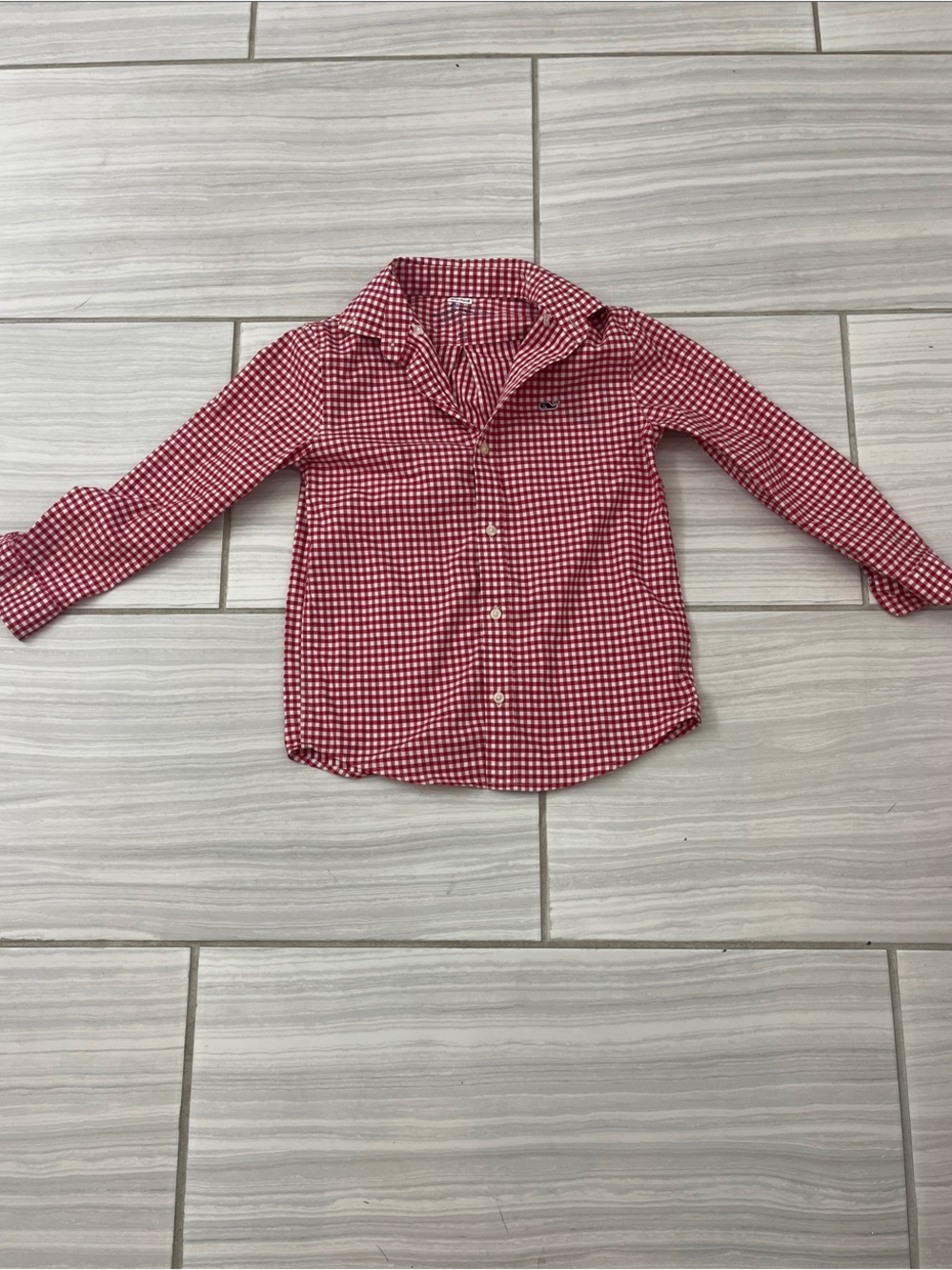 Vineyard Vines Red and White Gingham Button-Down Shirt for Kids